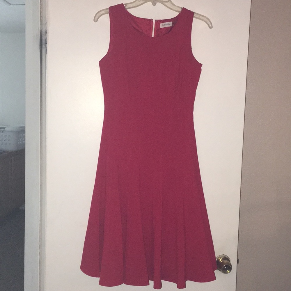Red fit and flare Calvin Klein dress